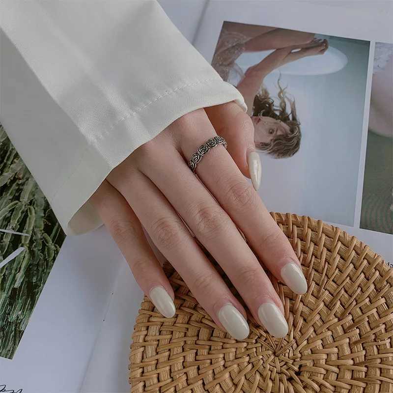 Retro Simple Rose 925 Sterling Silver Fashion Personality Flower Sweet Popular Opening Rings TYB162 H260327