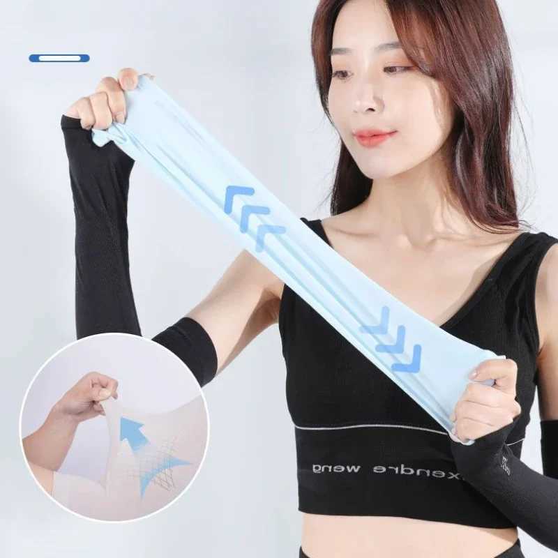 1 Pairs Arm Guard Sleeve with Thumb Hole Protective Sleeve Holders Sun UV Protection Long Arm Cover For Running Fishing Cycling D260326