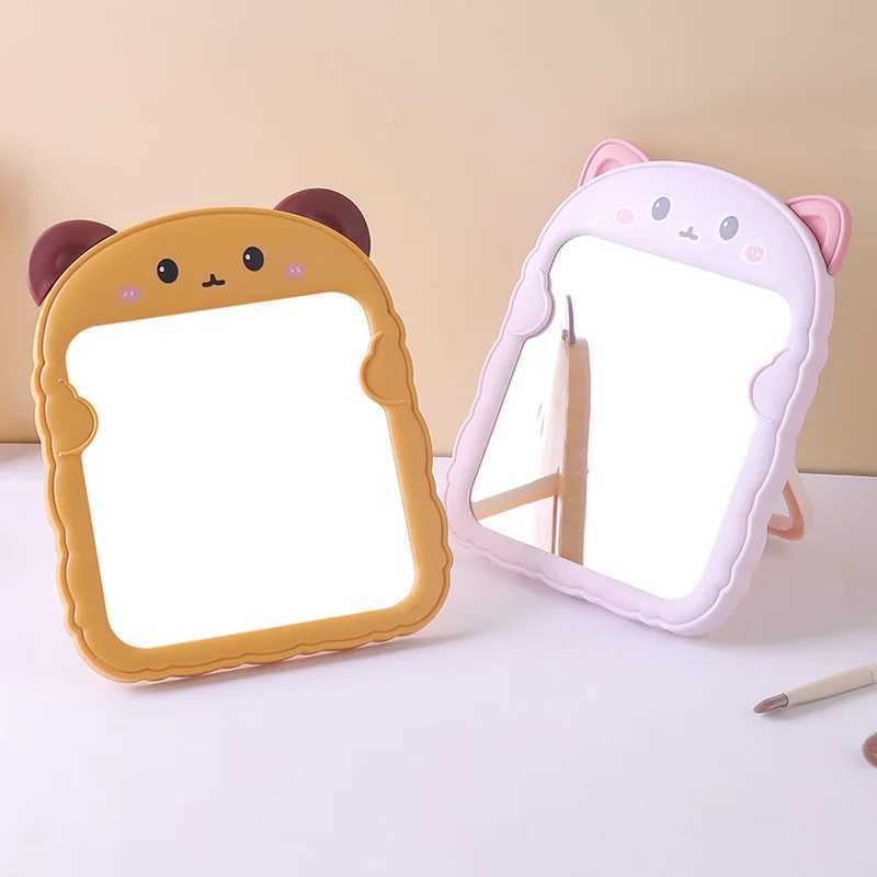 New Cute Plastic Vanity MirrorCartoon Cat Ear Bear Ear Desktop Foldable Vanity MirrorInternet Famous Bedroom Small Mirror H260327