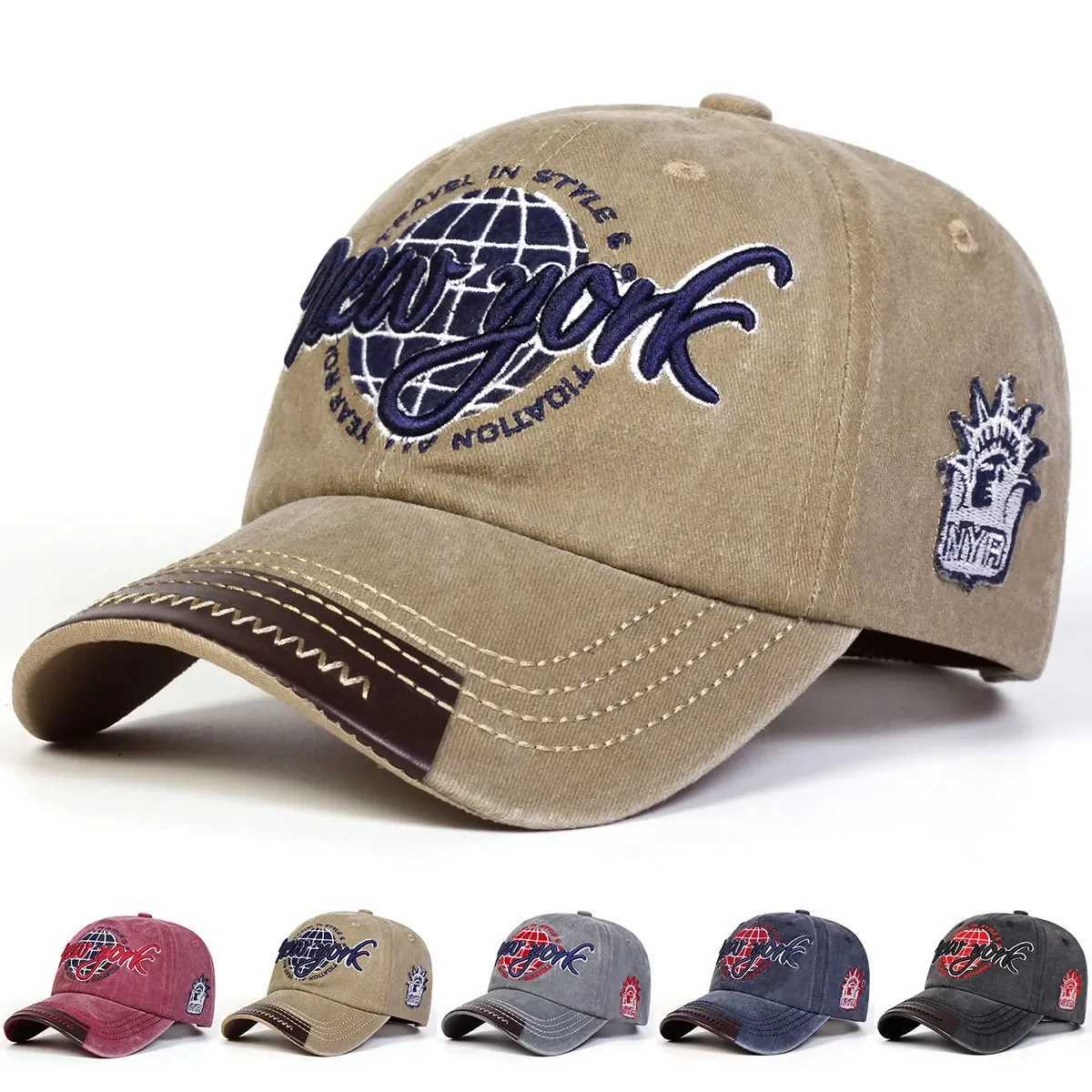 Unisex New York Embroidery Wash Baseball Caps Outdoor Adjustable Spring and Autumn Casual Sunscreen Hat M260327