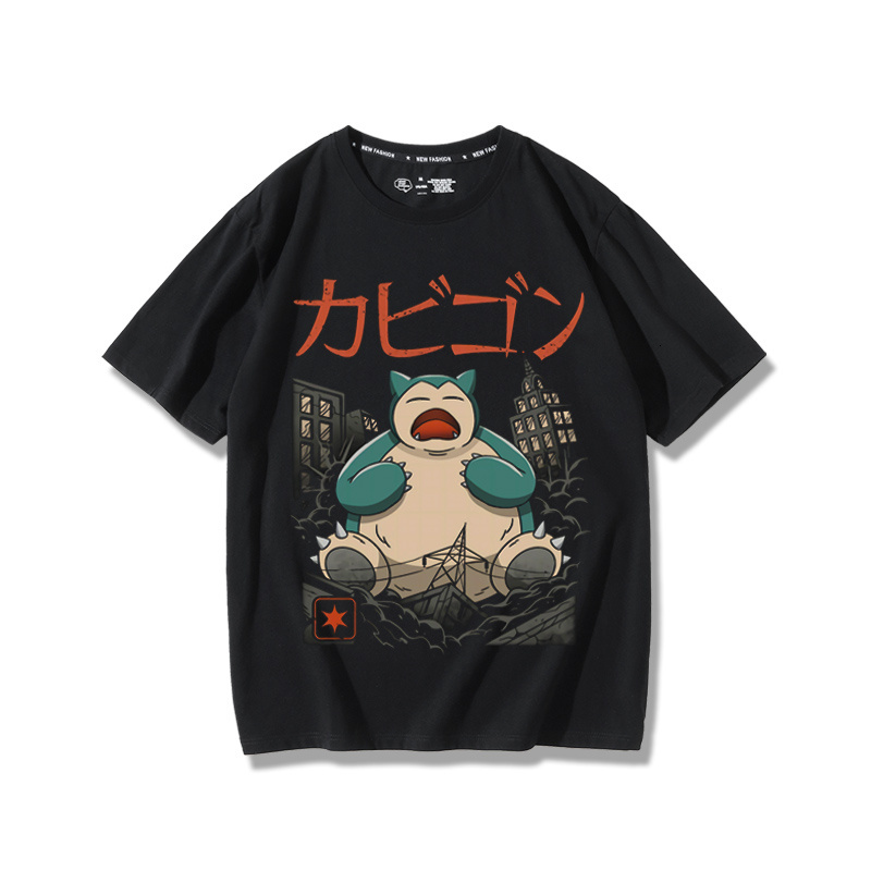 Pokemon T-Shirt: Squirtle Bulbasaur Gengar Charizard Snorlax Anime Merchandise Retro Short-Sleeve Men's T-Shirt