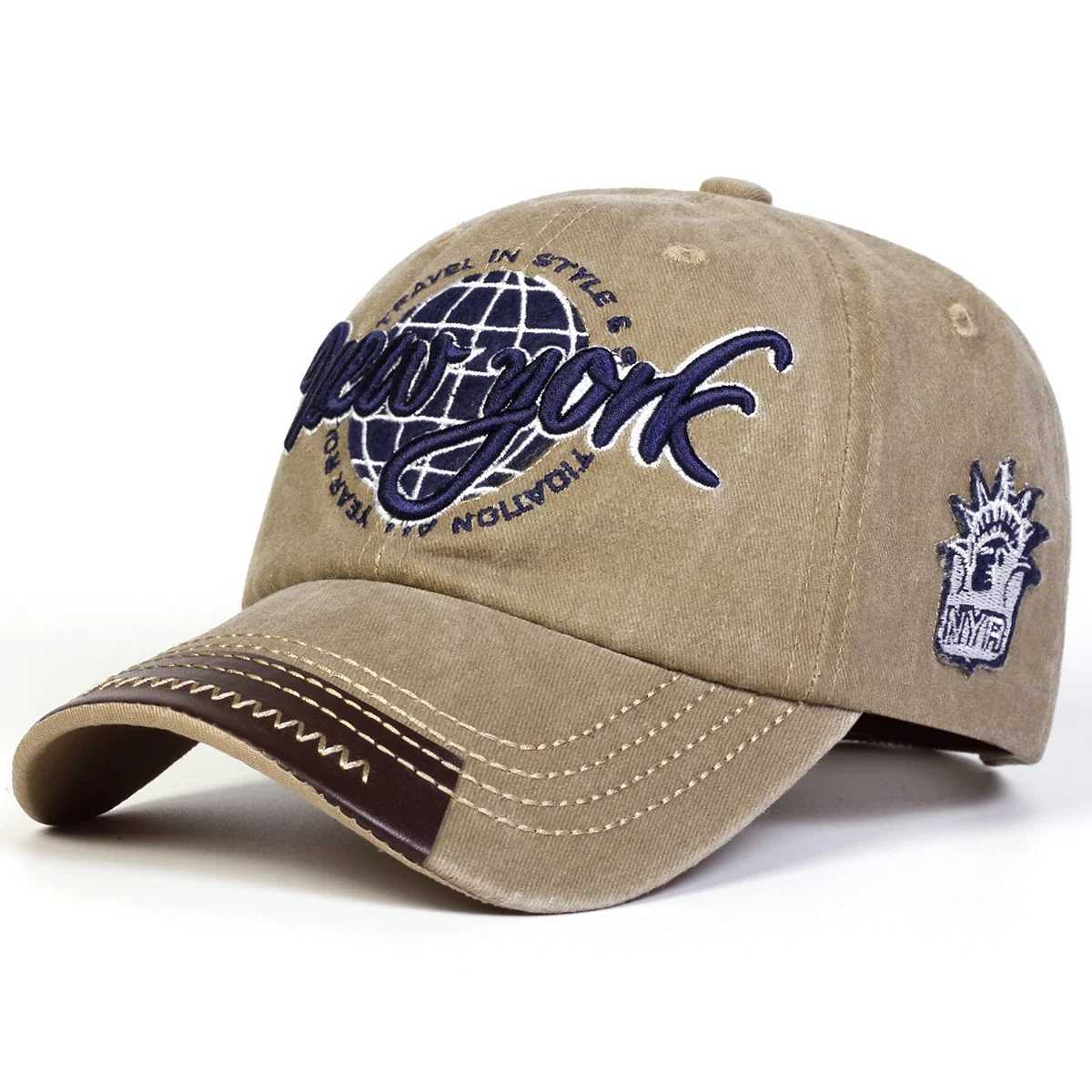 Unisex New York Embroidery Wash Baseball Caps Outdoor Adjustable Spring and Autumn Casual Sunscreen Hat M260327