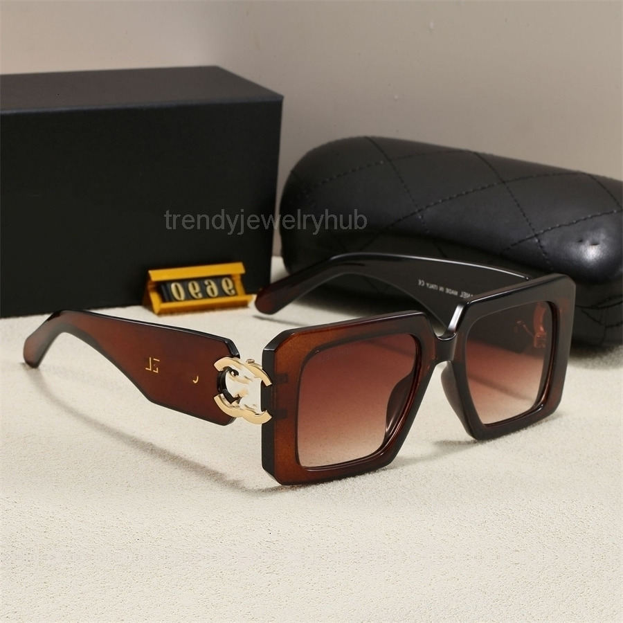 designer sunglasses cc sunglasses Square Frame for Women Internet Celebrity Glasses Large Frame Feel Tea Color channels glasses