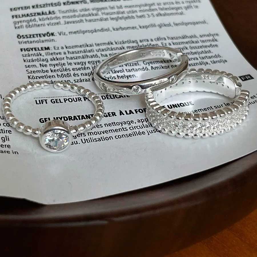 VENTFILLE 925 Sterling Silve Zircon Bead Ring for Women Girl Party Gift Versatile Sweet Cool Vintage Korean Jewelry Dropshipping H260327