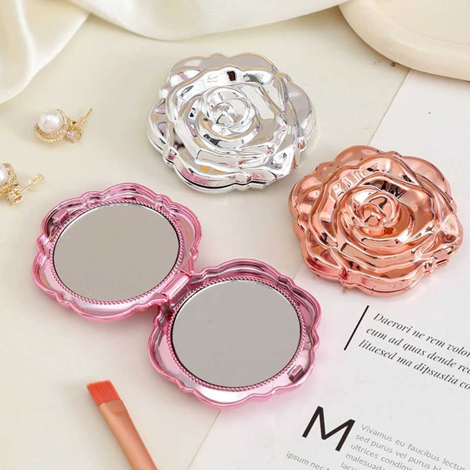 Double Sided Mirror Foldable Portable Makeup Mirror Rose Mirror Exquisite For Pocket Handbag Gift H260327