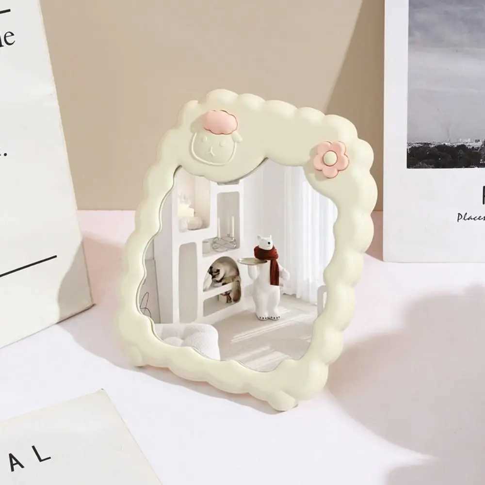 Gift Cartoon Desktop Stand Mirror Cute Sheep Kawaii Makeup Mirror Dual-purpose Wall-mounted Vanity Mirror Women Girls H260327