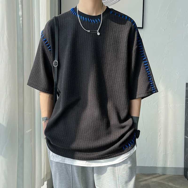Men Summer Quality T Shirts Manual Suture Harajuku Casual Tshirt For Male 2023 New Neutral Oversize Tees Short Sleeve Tops C260326
