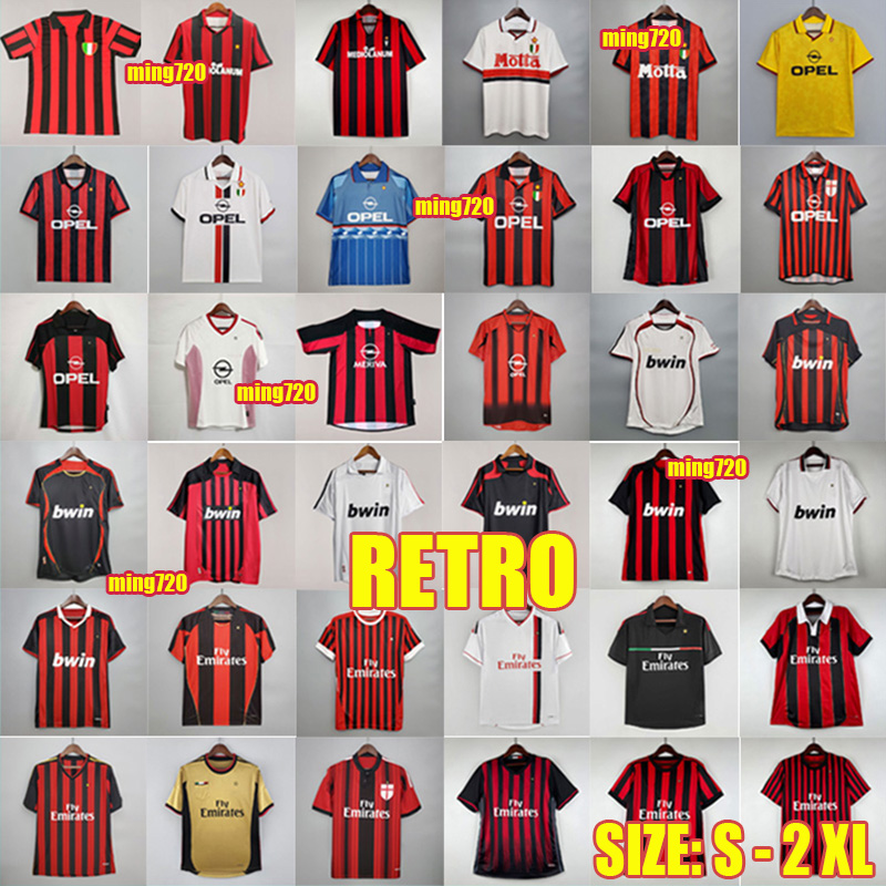 AC Milann Retro shirts SOCCER JERSEYS 95 96 97 Gullit 00 02 03 12 16 17 2006 2009 2010 Maldini Van Basten Football KAKA 06 07 PIRLO RONALDINHO BAGGIO Ac MIlanss classic