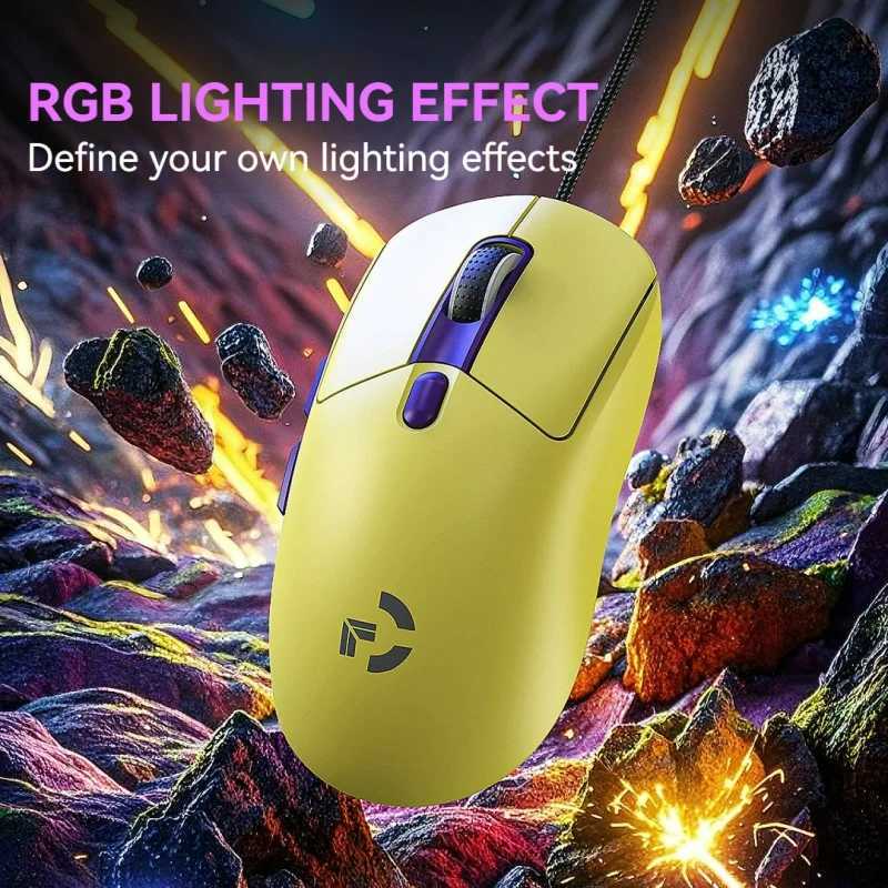 Wired Game Mouse 6 Levels DPI Adjustable Up to 12800DPI Instant A825 Chip RGB Macro Programming Ergonomic Design Universal Mouse D260327