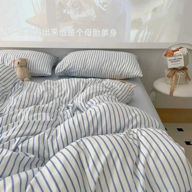 Blue Strip Duvet Cover Twin Full Queen 4Pcs Vertical Striped Microfiber Soft and Lightweight Comforter Cover Sheet Pillowcases H260327