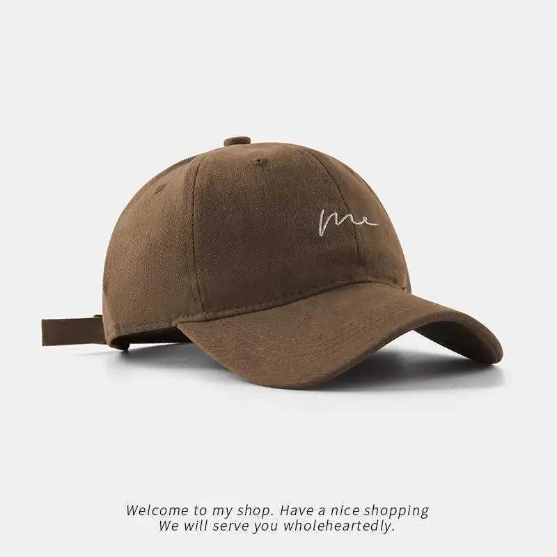 Minimalist Wave Embroidered Baseball Soft Cotton Adjustable Strap Beige for Casual Daily Wear M260327