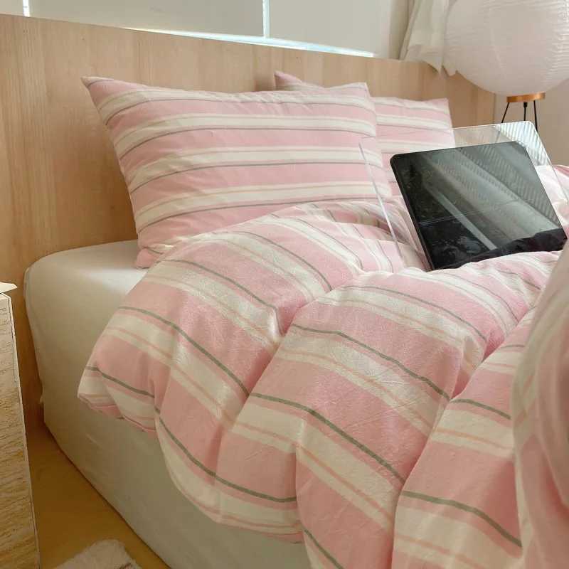 Single Double Exquisite Stripe 1Duvet cover2Pillowcases 100Cotton Experience Hotel-Like Comfort with Unparalleled Softness H260327