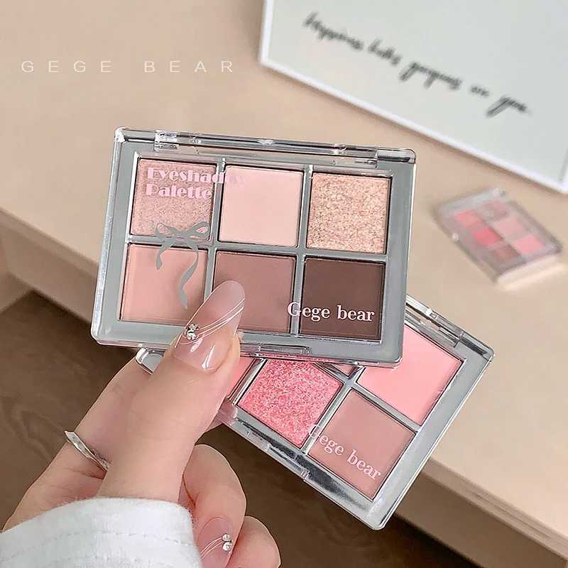 Gege Bear 6-color Eyeshadow Palette Matte Pearlescent Earth Color Sequin Long-Lasting Eyeshadow And Contour Palette H260327