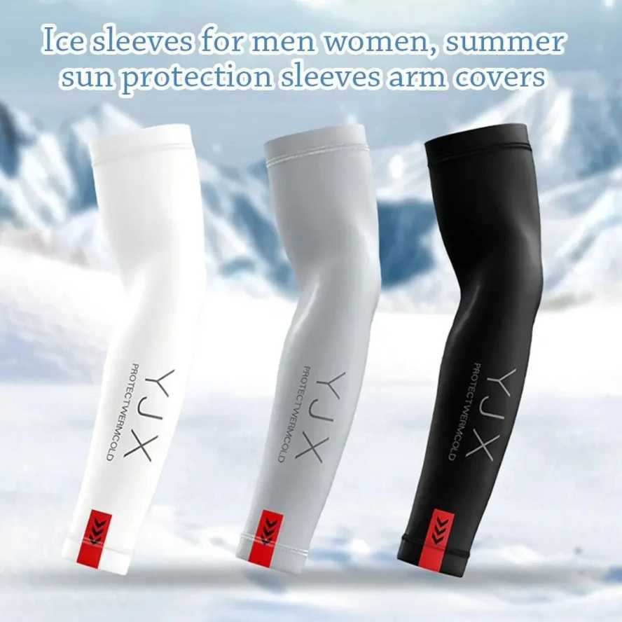 1Pair Summer Arm Sleeves for Running Outdoor Cycling Driving Breathable Ice Silk Elastic Sun Protection Men Women Arm Cover D260326