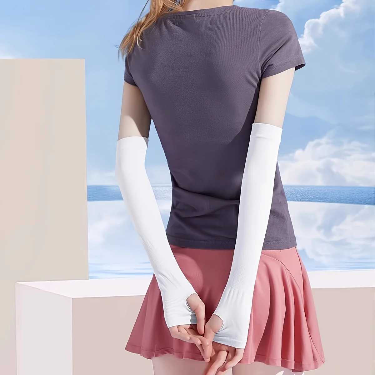 1 pair Unisex Ice Silk Sun Protection Arm Sleeves Anti-UV Outdoor Cycling Arm Guards D260326