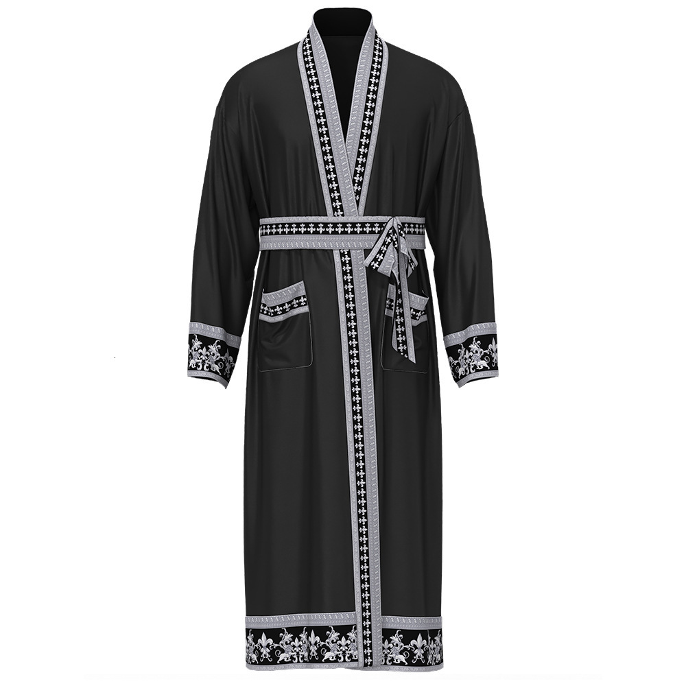 Bathrobe Men Designer V Neck Satin Baroque Style Robe Shorts Set Nightgown Home Wear