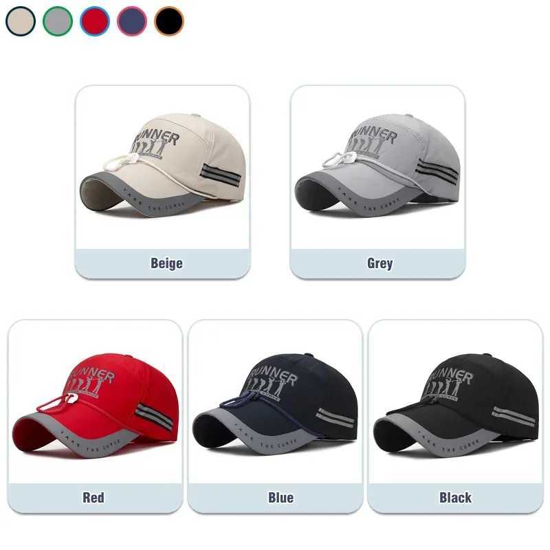 New Fashion Casual Baseball Outdoor Sport Hats Quick-Drying Fabric Reflective Strip Windproof Rope Fishing Design M260327