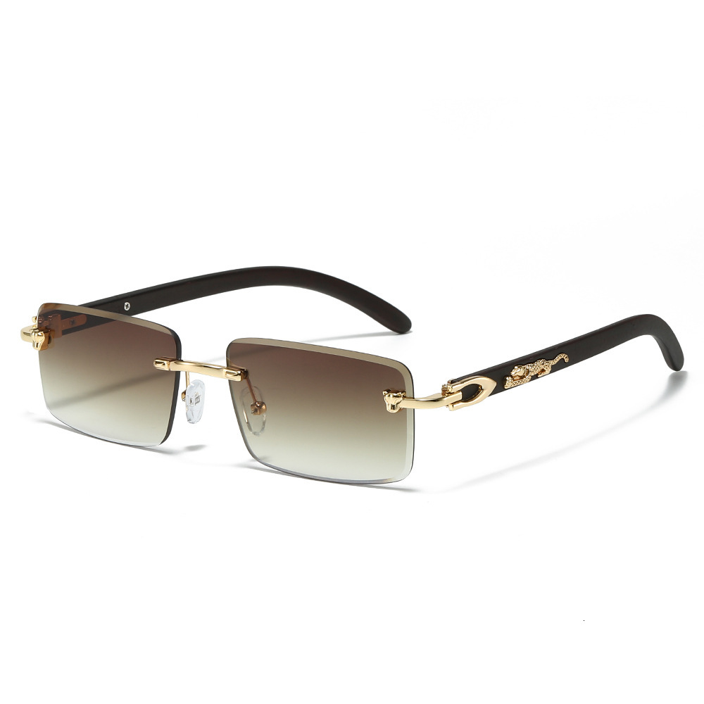 Luxury Brand Designer Sunglasses 2025 New Frameless Fashion Sunglasses European And American Style Leopard Decoration Square Rimless Sunglasses For Me