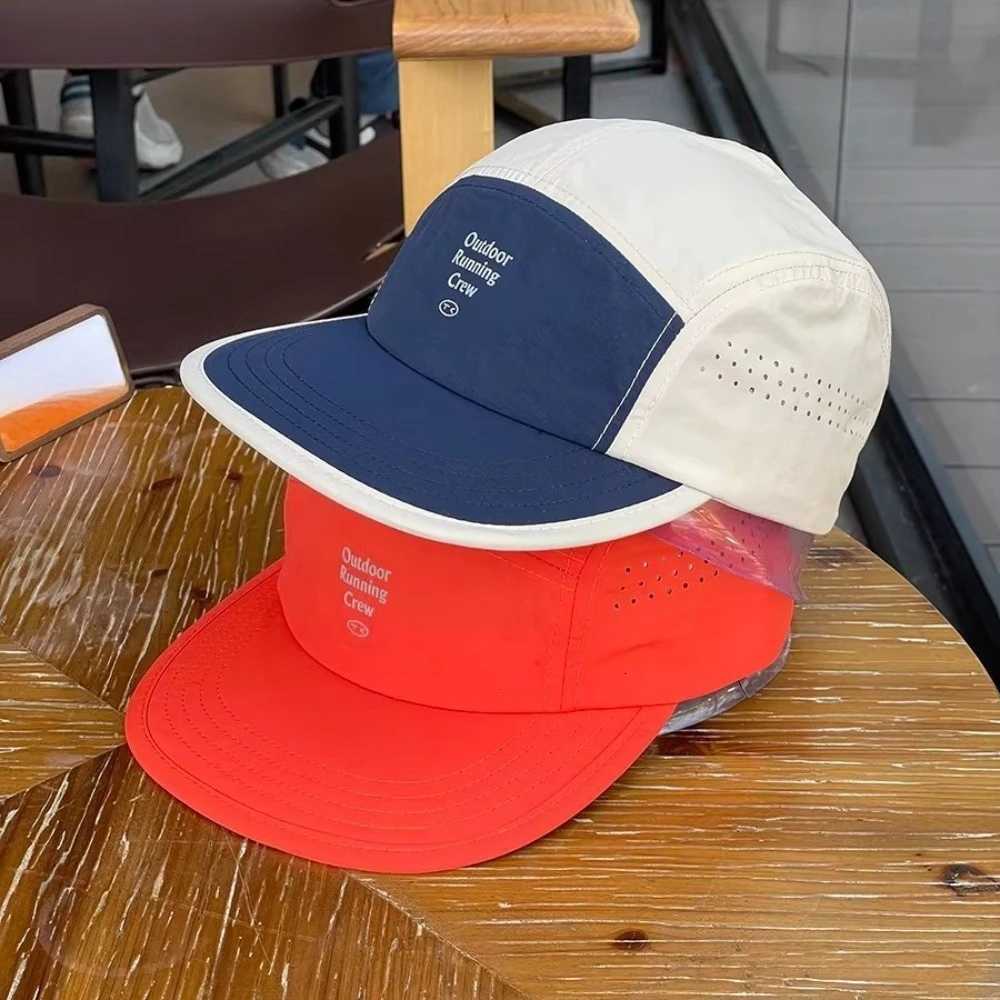 Color Block 5 Panel Baseball Cap - Embroidered Letter Quick Dry Mesh Breathable Sports Cap Fashion Casual Lightweight Wear Hat Z260327