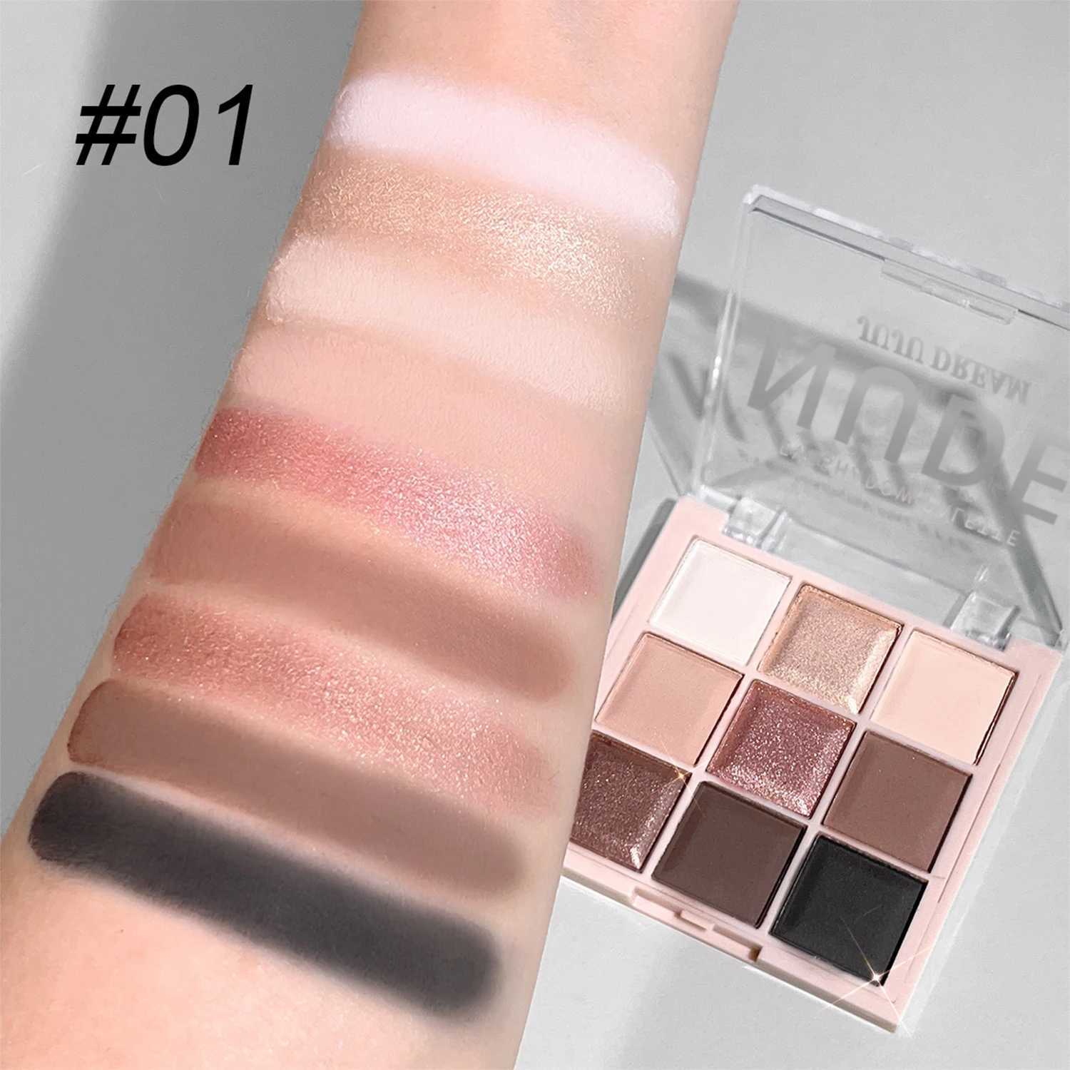 JUJU DREAM 9-Color Eyeshadow Palette Matte Shimmer Finish Soft Milk Tea Tones Compact Easy for Daily Student Makeup H260327