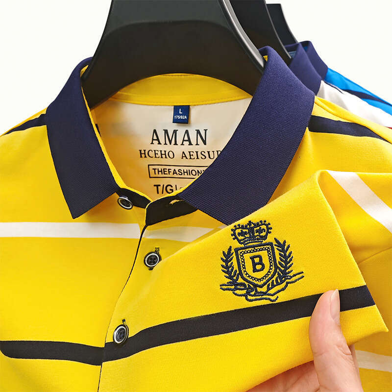 Simple and high end quality summer new short sleeve T shirt youth striped POLO shirt business fashion top with embroidery - view 4