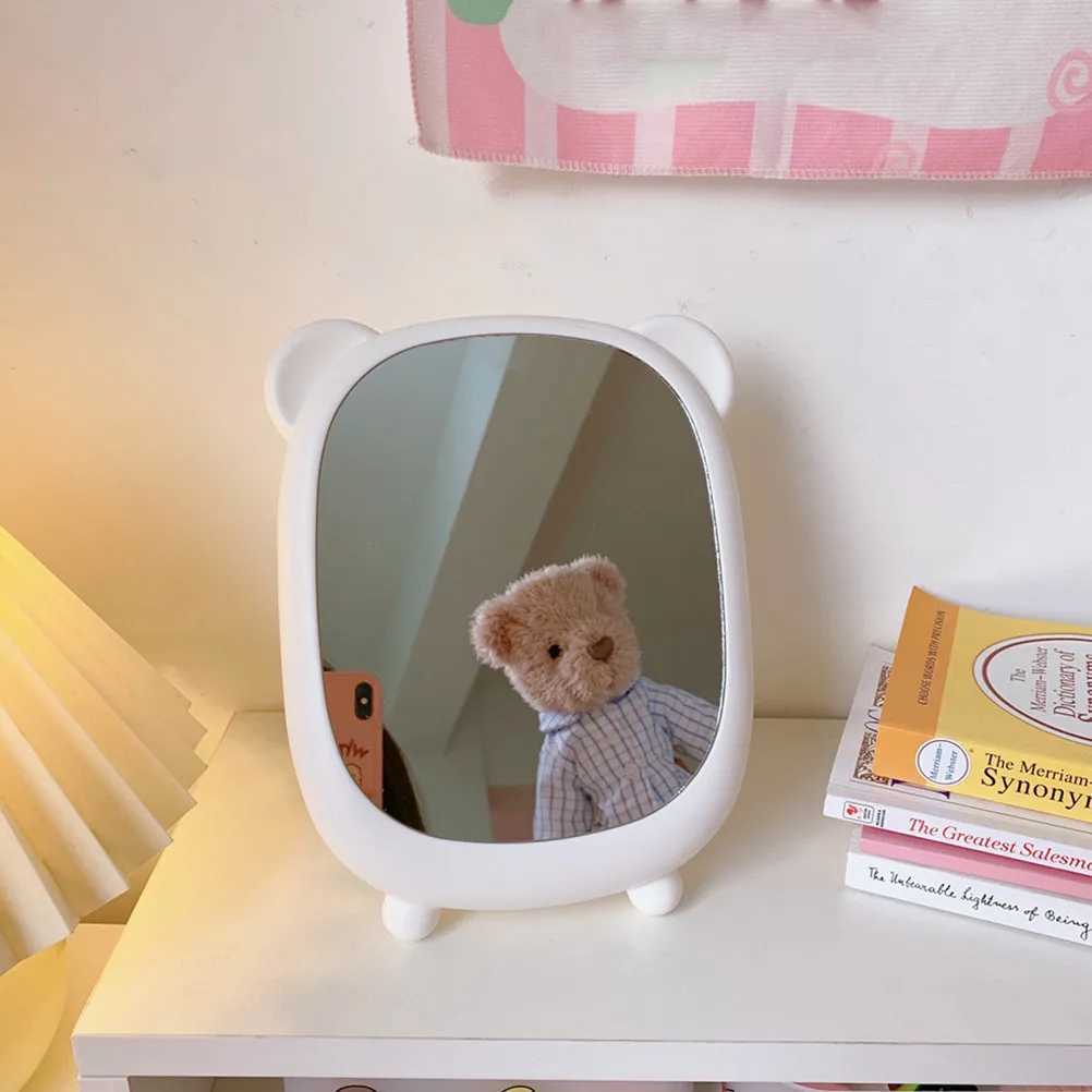 1Pcs Cartoon Tabletop Makeup Mirror White Stable High Definition Desktop Dresser Vanity Small Dormitory Shaving Skin H260327