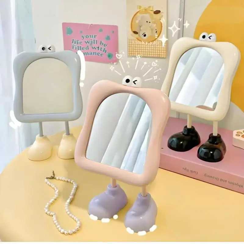 New Cute Cartoon Large Eye Makeup Mirror Desktop Footstool Womens Makeup Supplement Mirror High Aesthetic Value Mirror H260327