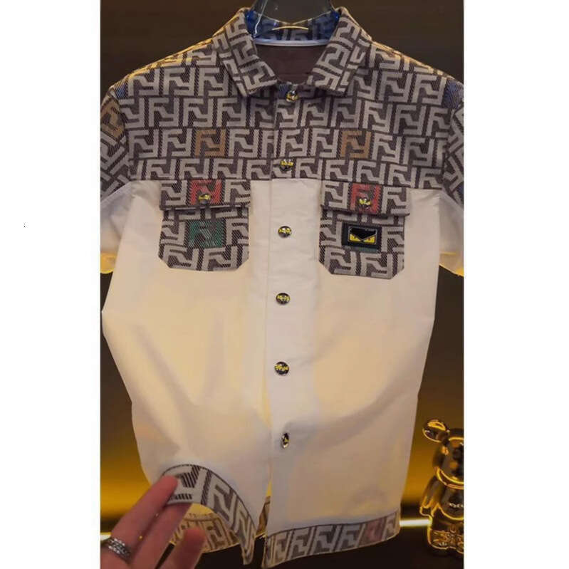 25 Years High Luxury Patchwork Color Block New Button Cardigan Unisex Short Sleeve T-Shirt Fashion Trend Internet Celebrity Top