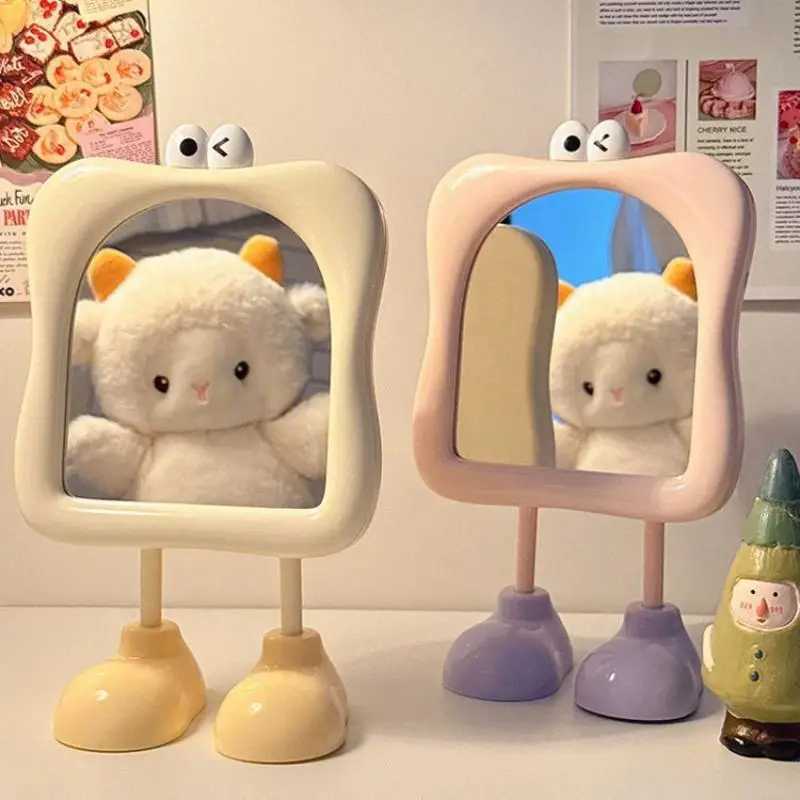 New Cute Cartoon Large Eye Makeup Mirror Desktop Footstool Womens Makeup Supplement Mirror High Aesthetic Value Mirror H260327