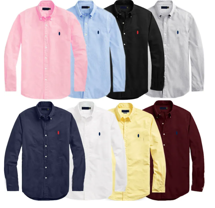 Hot sell designer Luxury Men's Casual Polo Shirts Long Sleeve Embroidery Button Down Social Business T shirts Solid Color Tops Blouse For Men Women Top