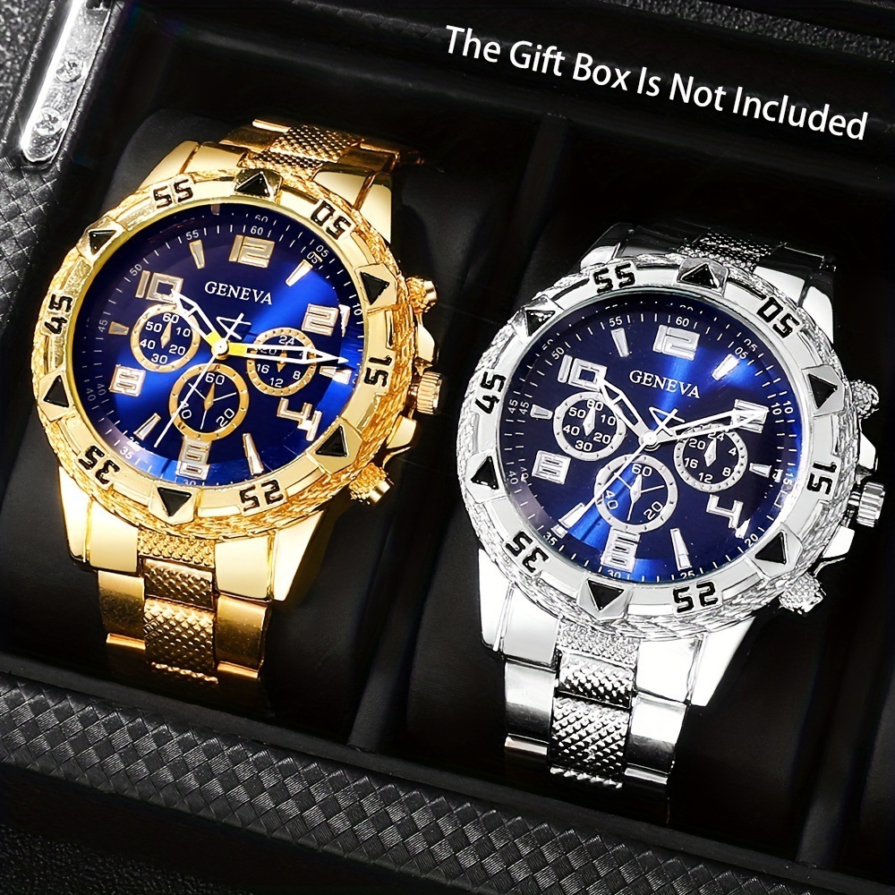 Blue light glass student watch fashionable sports steel band fake threeeye mens quartz watch 250916