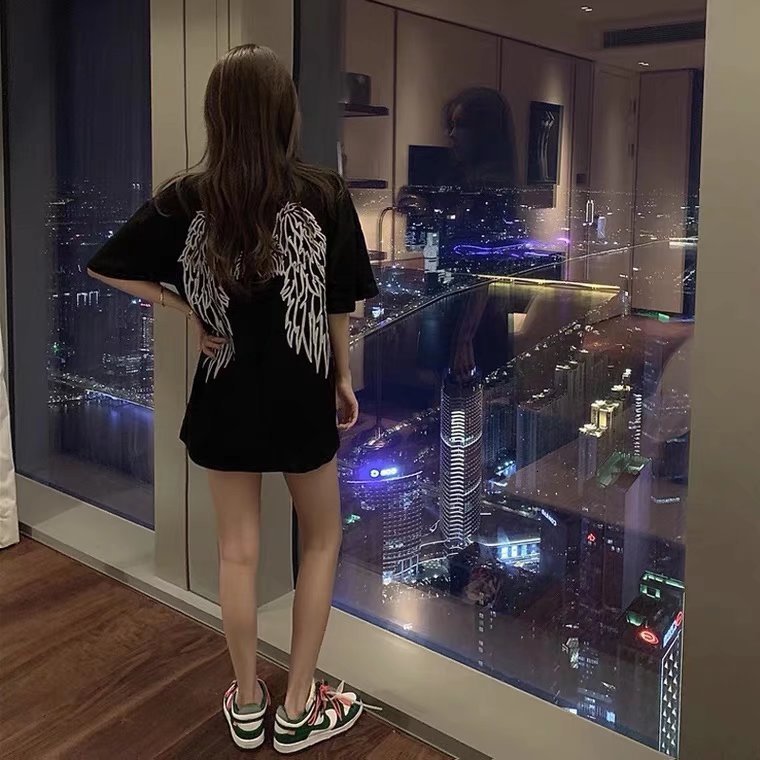 Dark Department reflective wings short sleeve mens T-shirt brand ins loose lovers dark clothes summer 240807