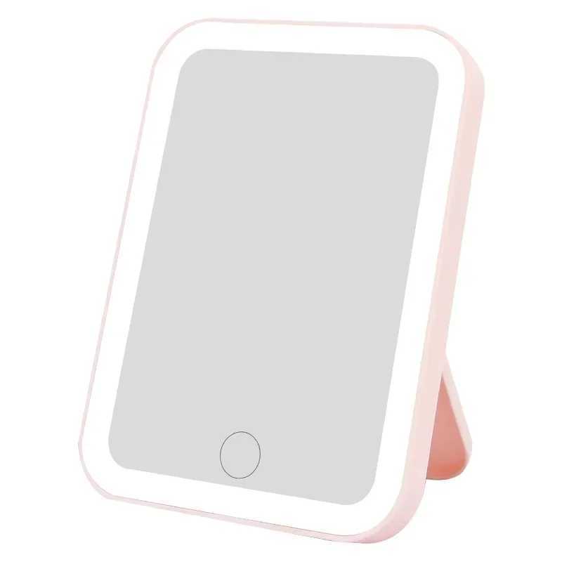 LED Smart Dormitory Desktop Fill Light Small Mirror Makeup Mirror With LightGirls Bedroom Dressing Table Mirro H260327