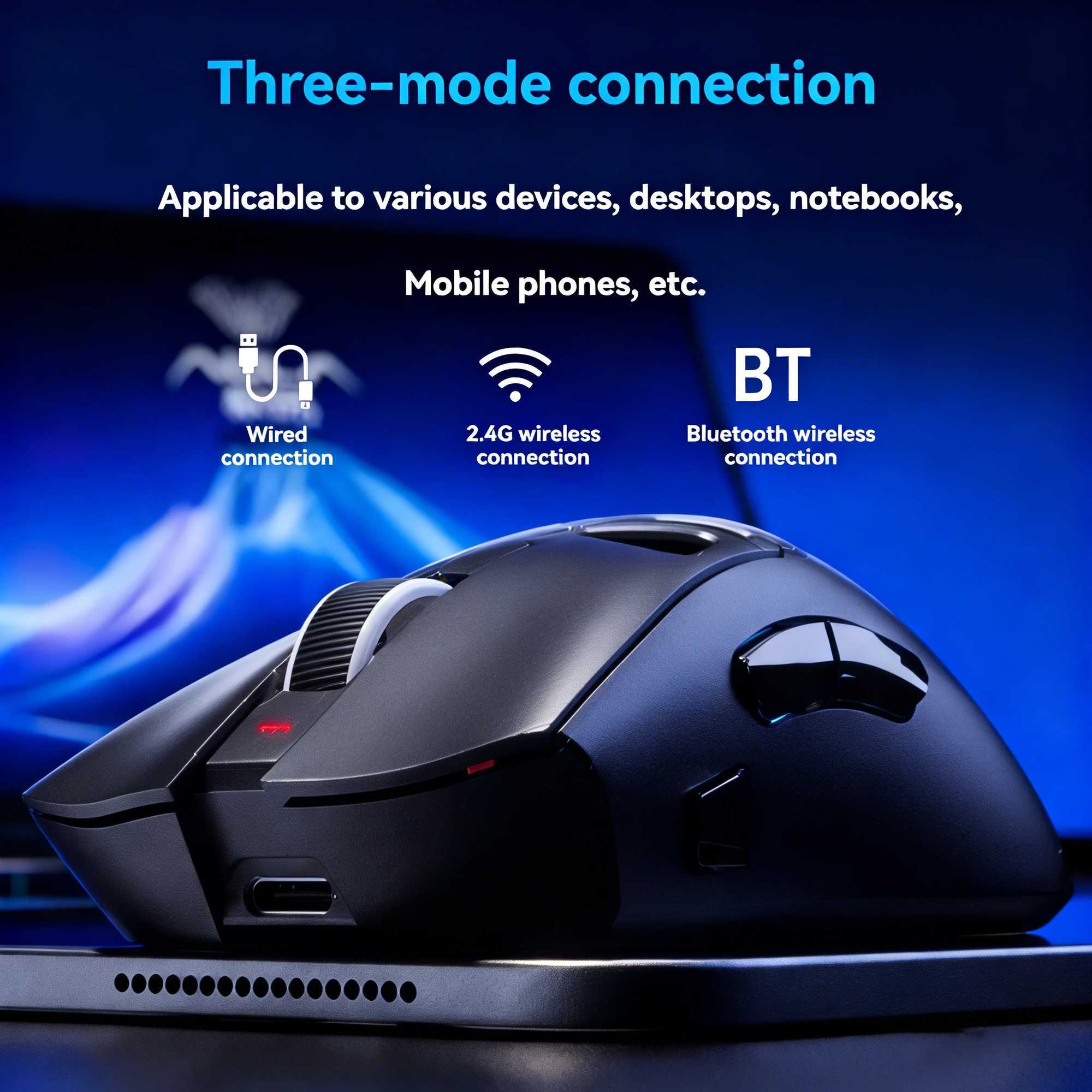 AULA SC620 Wireless Gaming Mouse Lightweight Design Multiple Lighting Effects Customizable Fire Button Optical Movement Dete D260327