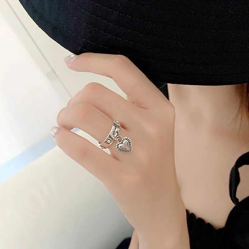 925 Sterling Silver Heart Pendant Adjustable Rings For Women Wedding Luxury Jewelry Wholesale and H260327