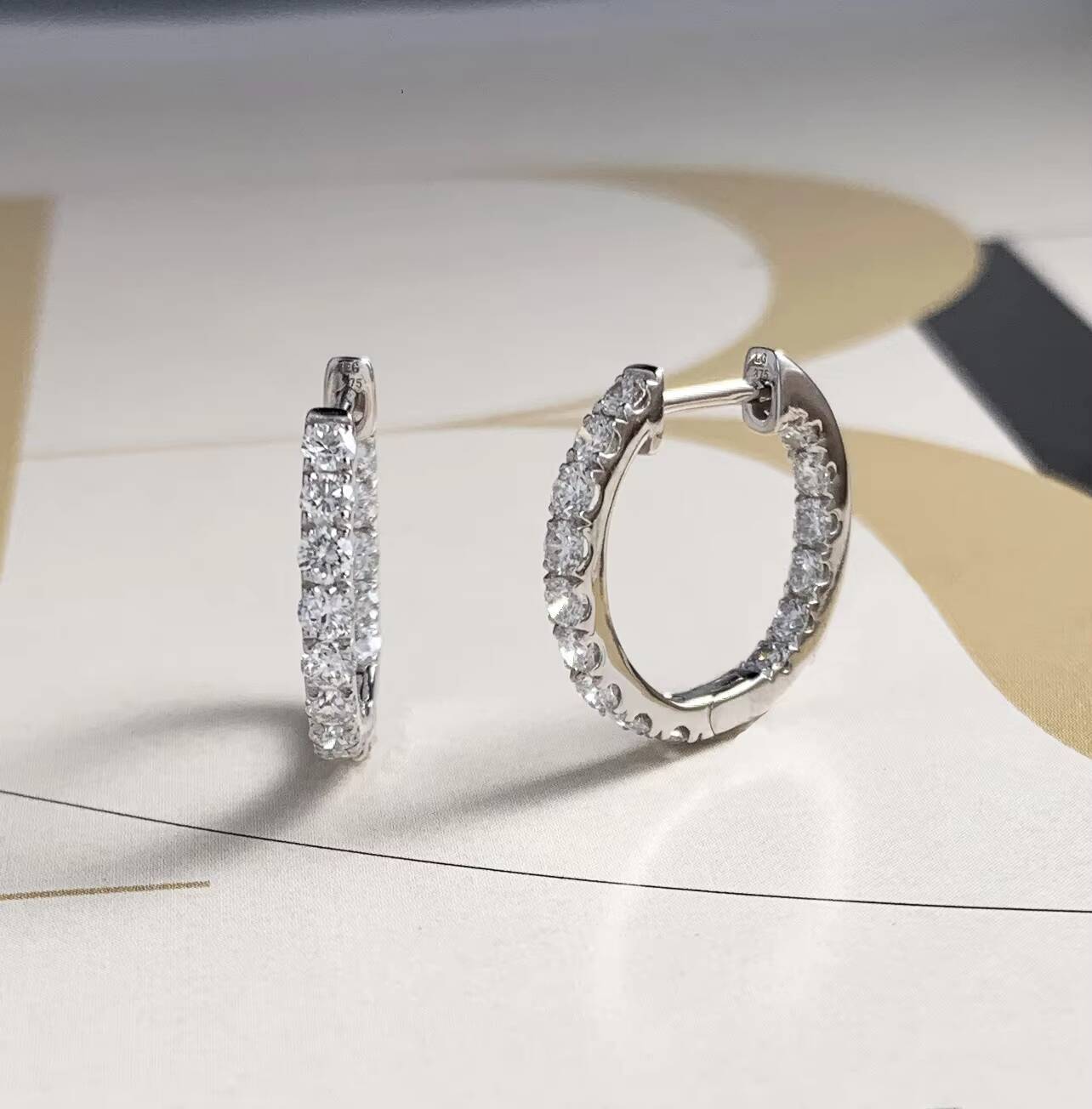 Factory Wholesale Earrings Lab Grown Diamond Stud White Black Hoop Clip Geometric Zircon Thin Rod Open Jewelry