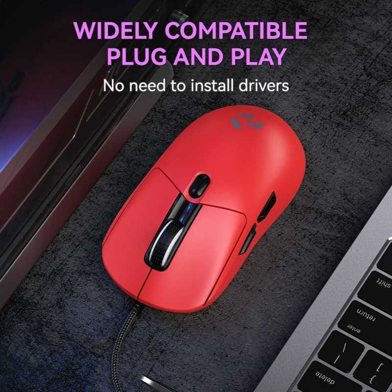 Wired Game Mouse 6 Levels DPI Adjustable Up to 12800DPI Instant A825 Chip RGB Macro Programming Ergonomic Design Universal Mouse D260327