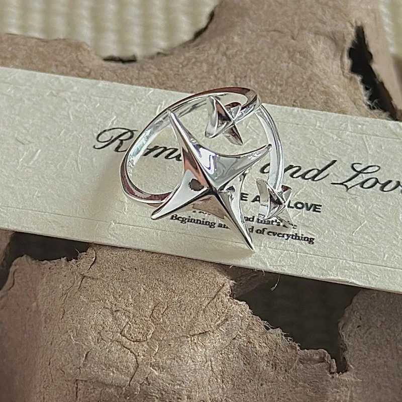 BF CLUB 925 Sterling Rings for Women Simple Geometric Handmade Irregular Retro Vintage Stars Ring Allergy For Birthday Gift H260327