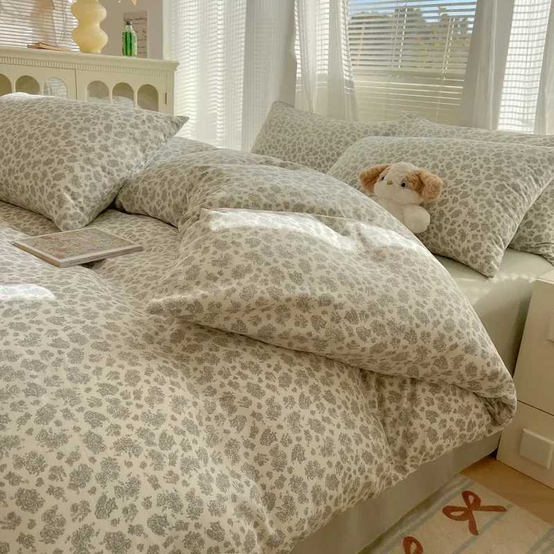 Class A aerobic knitted cotton printing small fresh four-piece set bed sheet bed hat four-piece set H260327