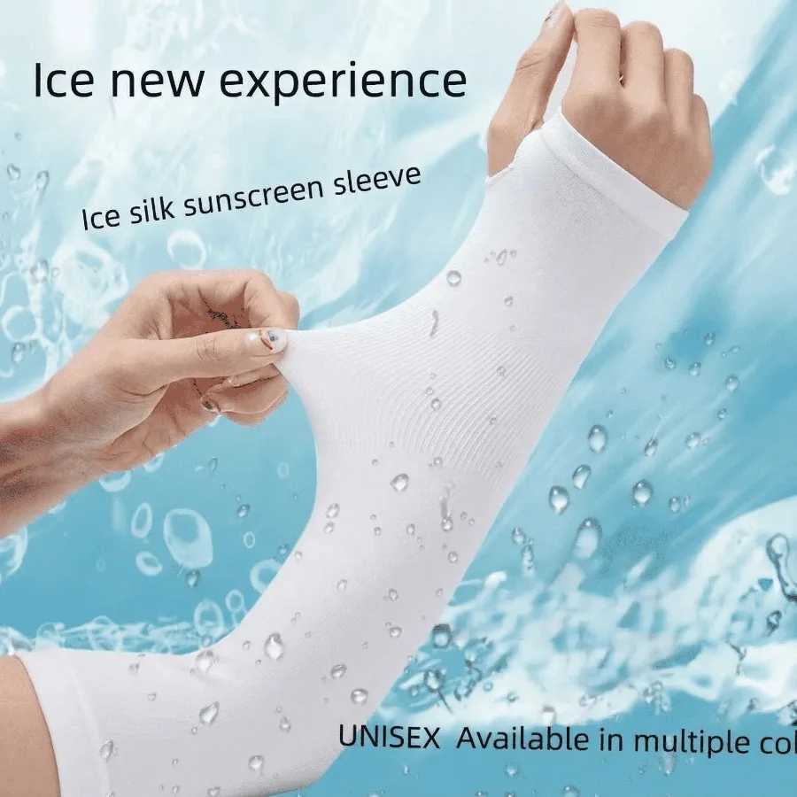 1PC Ice Silk Arm Sleeves Breathable UV Protection Cooling Arm Cover UPF 50 Sun Protection for Cycling Driving Running D260326