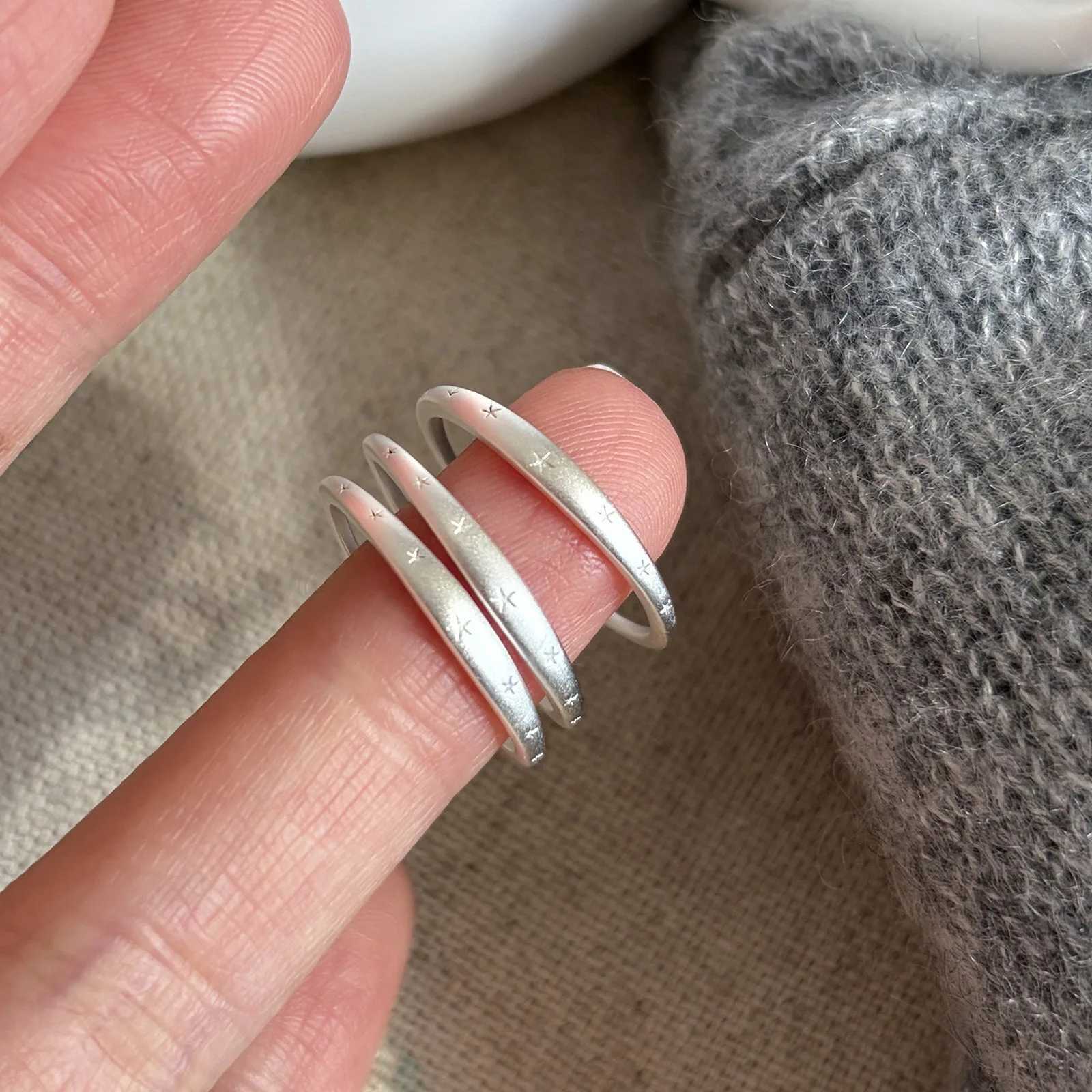 925 Sterling Silver Rings for Women Couple Minimalist Narrow Sparckling Star Jewelry Birthday Gift Prevent Allergy H260327