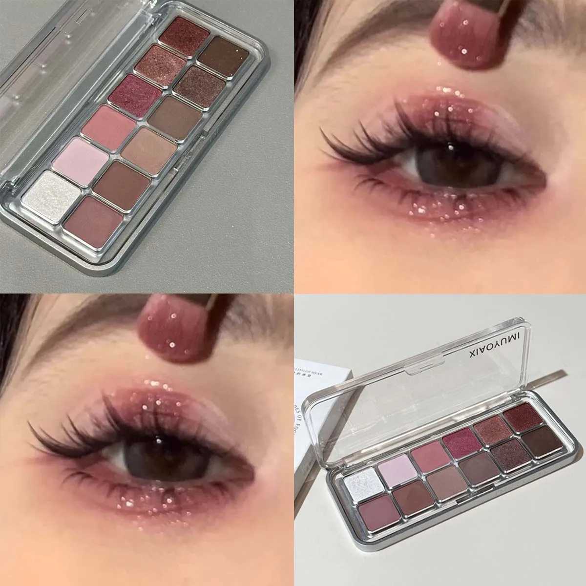 Eye Contour Makeup 12color Eyeshadow Palette Soft Matte Grey Pink Eyeshadow High Pigment Wine Red Brown Eye Shadow for Daily Use H260327