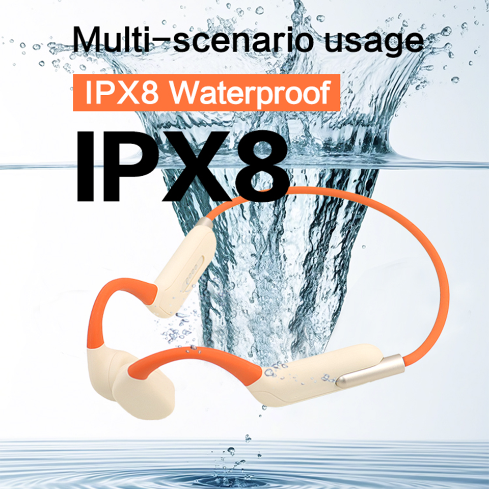 IPX8 Waterproof True Bone Conduction Headphones Open-Ear Built-in MP3 ENC Microphone Bluetooth Wireless Sports Earphones for Swimming Running