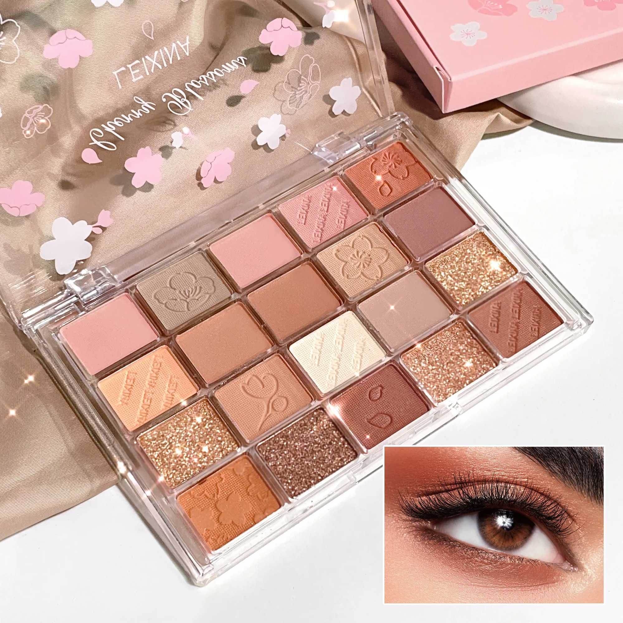 20-Color Matte Shimmer and Glitter Eyeshadow Palette Waterproof and Sweat-resistant Featuring Creamy Nude and Warm Rosy Browns H260327