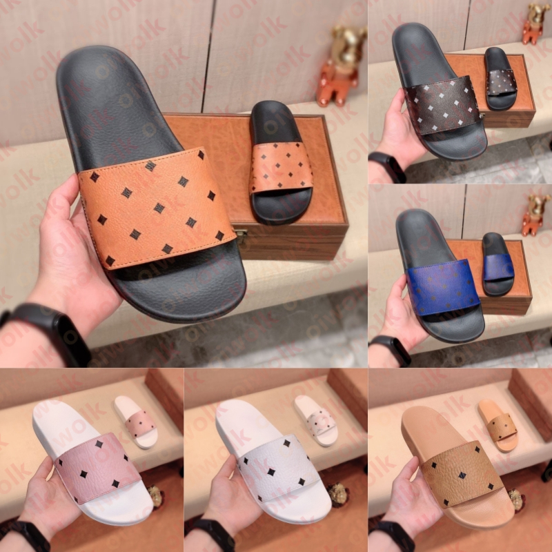 Free Shipping Luxury Designer mcm Ladies Flat Slides Summer Beach Comfort Sandals Casual Flip Flops Womens Mens Slippers 36-46