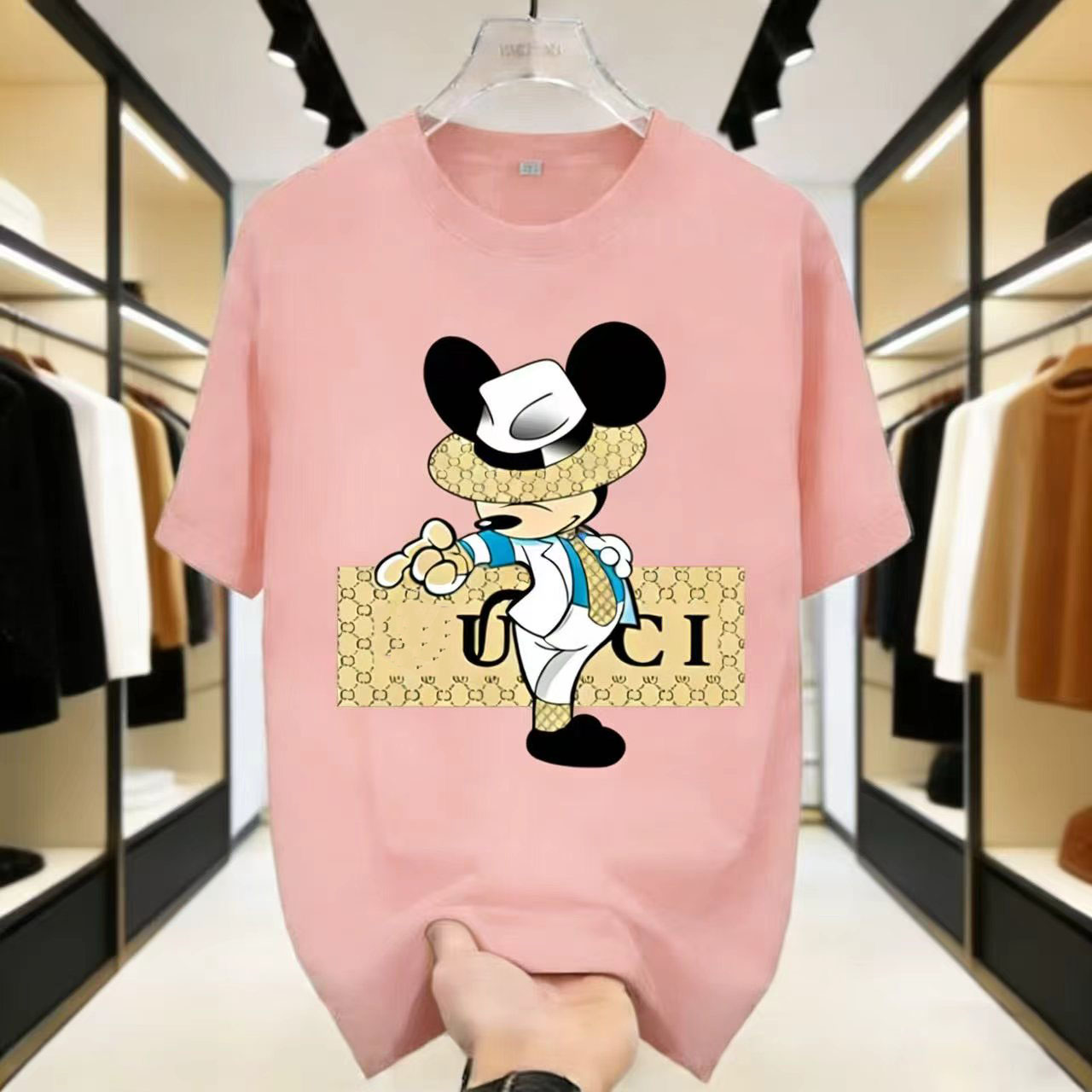 Trendy casual printed short-sleeve T-shirt mens and womens streetwear hip-hop style stylish T-shirt with high-end slogan and cartoon print design