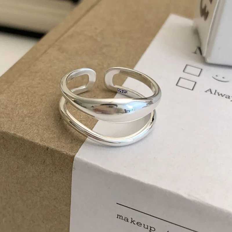 BF CLUB 925 Sterling Rings for Women Simple Geometric Handmade Irregular Vintage Double Layered Ring Allergy For Birthday Gift H260327
