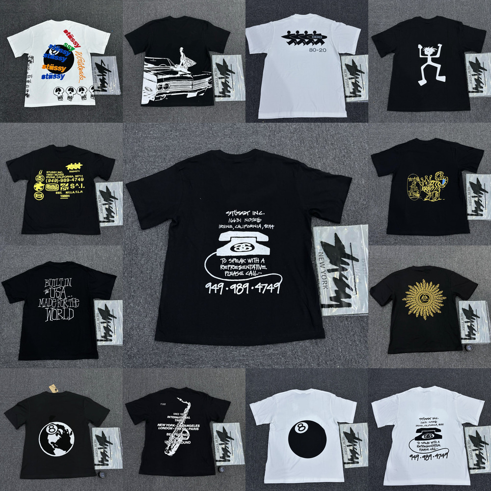 Stusssyshirt Mens Designer Cotton Stusssylys T-Shirts Letter Print Graphic Tee Vintage Hip Hop Loose Sports Short Sleeve Tops Men Streewear Stusssyy Tshirts