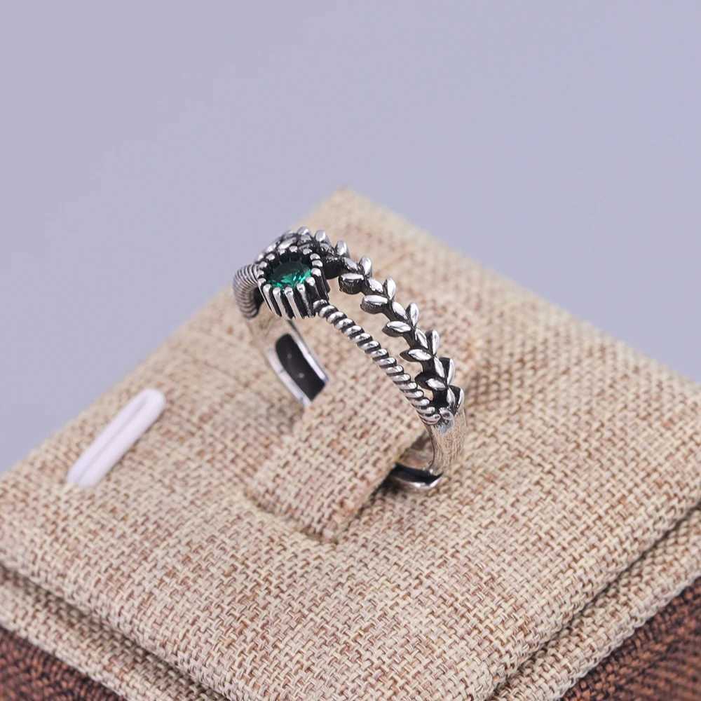 VENTFILLE 925 Sterling Silver Green Diamond Zirconia Ring with For Women Gift Ear Of Wheat Vintage Jewelry Accessories Wholesale H260327