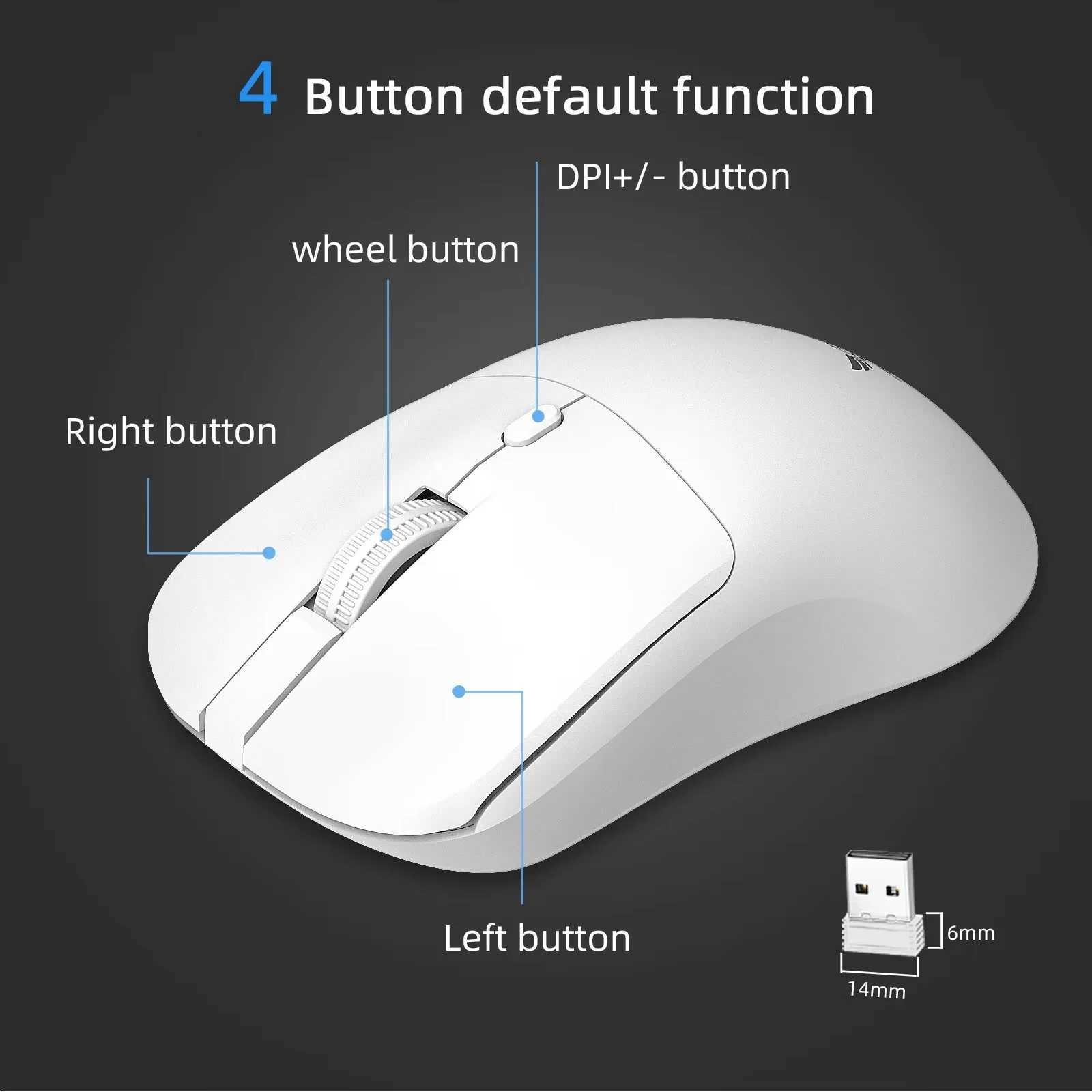 24G Wireless Mouse Ergonomic Adjustable 800-1200-1600 DPI Lightweight Rechargeable Office Gaming Mice For PC/Laptop/Macbook Pro D260327